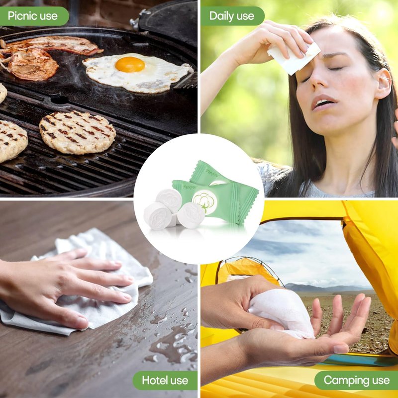 Compressed Towel 300 PCS Disposable Face Towels, Mini Portable Tablets Coin Tissue Compressed Cotton Hand Wipe Disposable Washcloths for Travel Camping Home Outdoor
