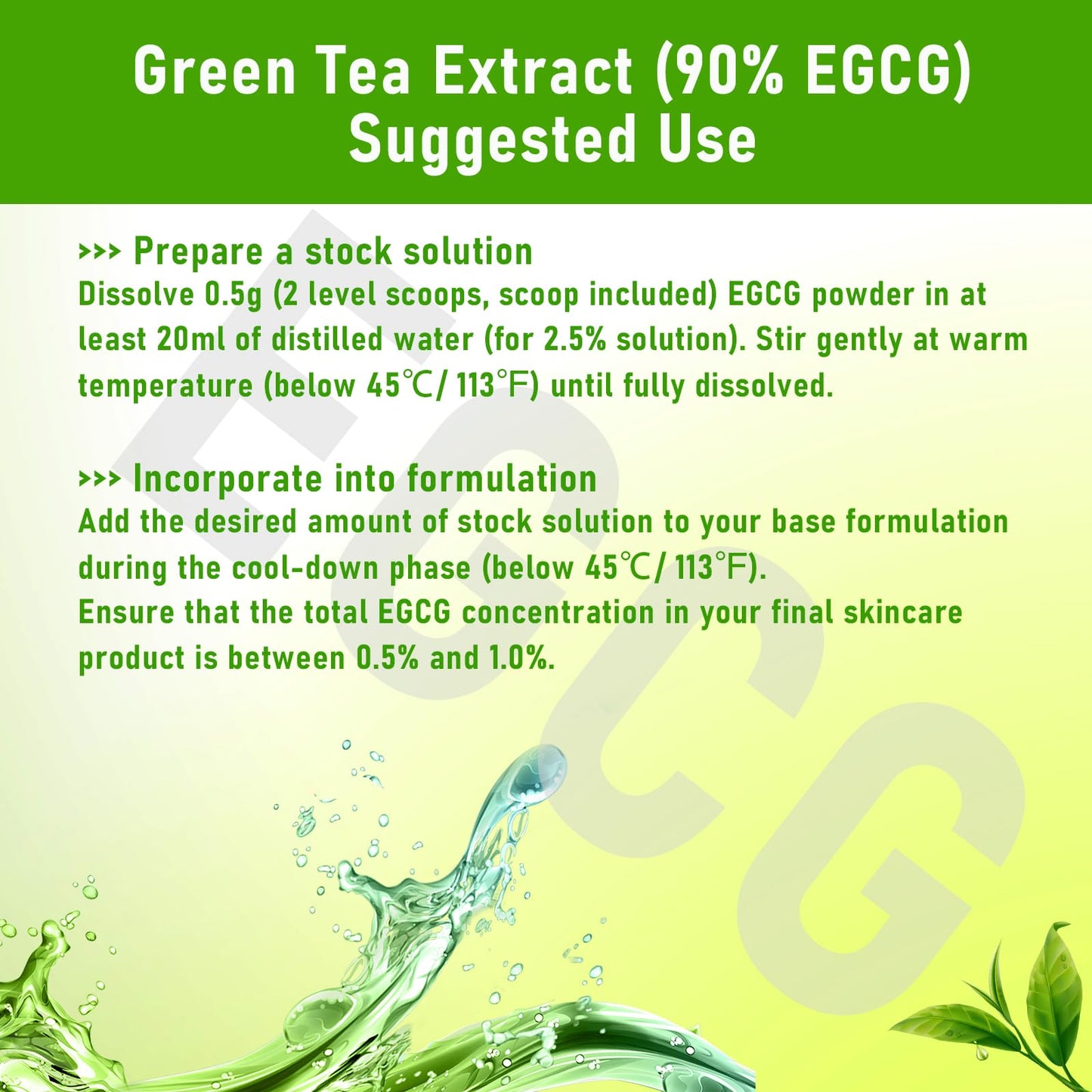 MAYKER Green Tea Extract Powder 0.7 oz, Cosmetic Grade, High In Active EGCG, For DIY Skincare Formulations Only