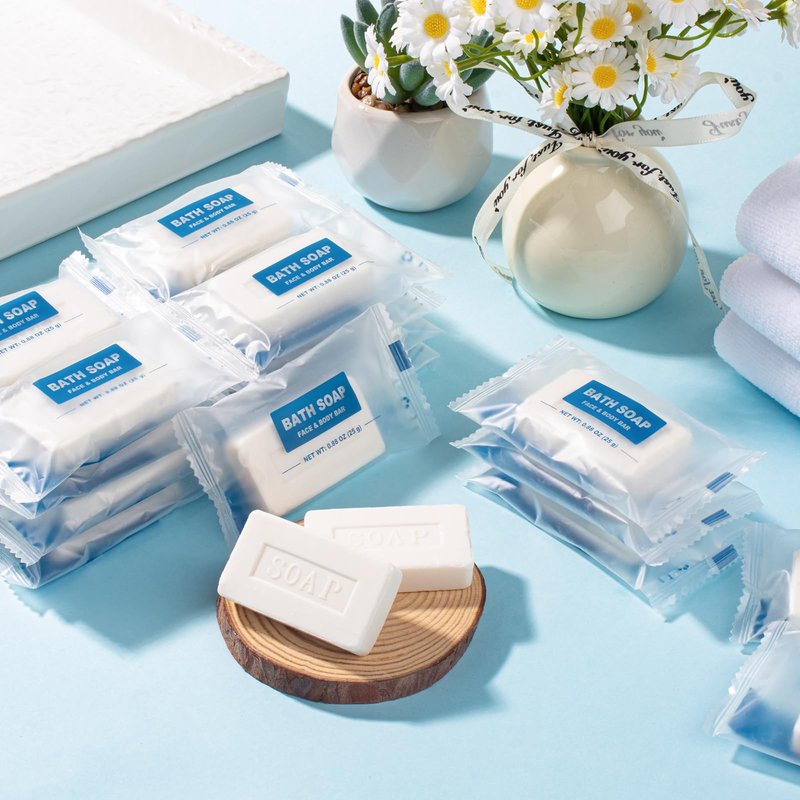 HAIFOTRVA 50 Pack Mini Travel Size Bar Soap Bulk,0.88 oz/25 grams Individually Wrapped Small Hotel Soap Bars Toiletries Amenities for Guest,Church,Homeless Gifts,Bathroom