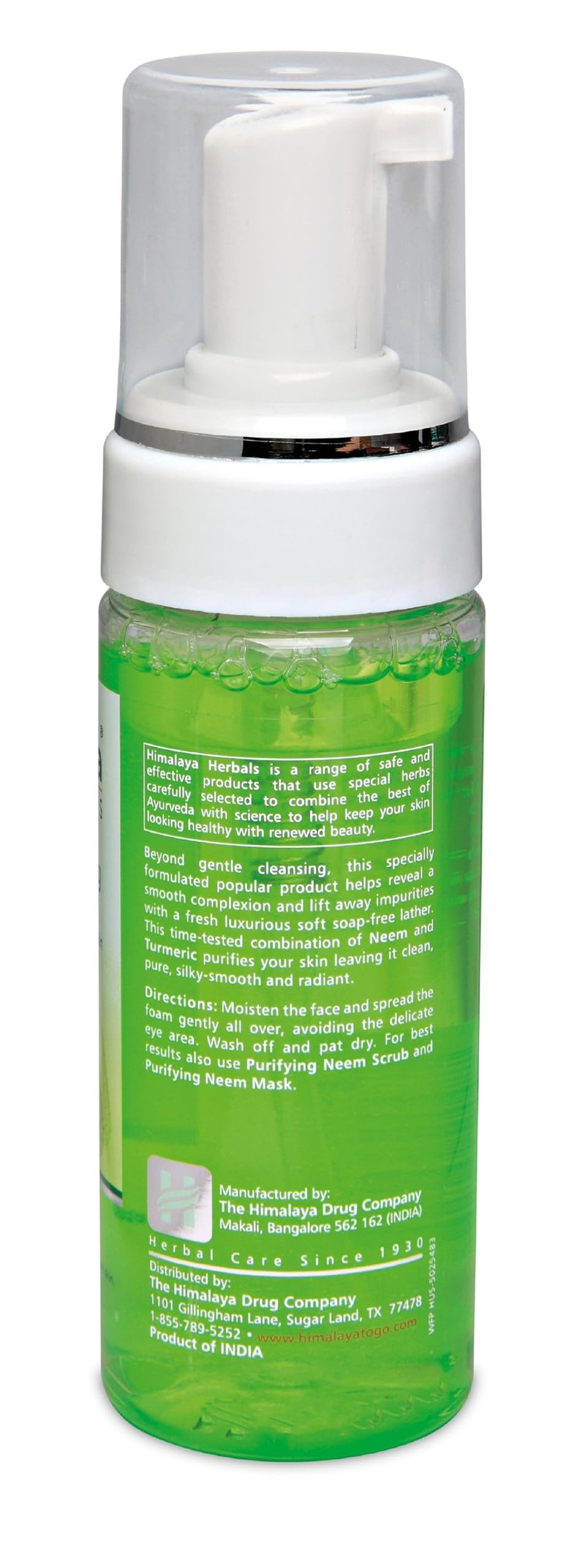 Himalaya Purifying Neem Foaming Face Wash, Soap-Free Daily Foaming Facial Cleanser with Neem & Turmeric for Deep Cleaning, Paraben-Free, Dermatologically Tested, 150 ml (5.07 oz)