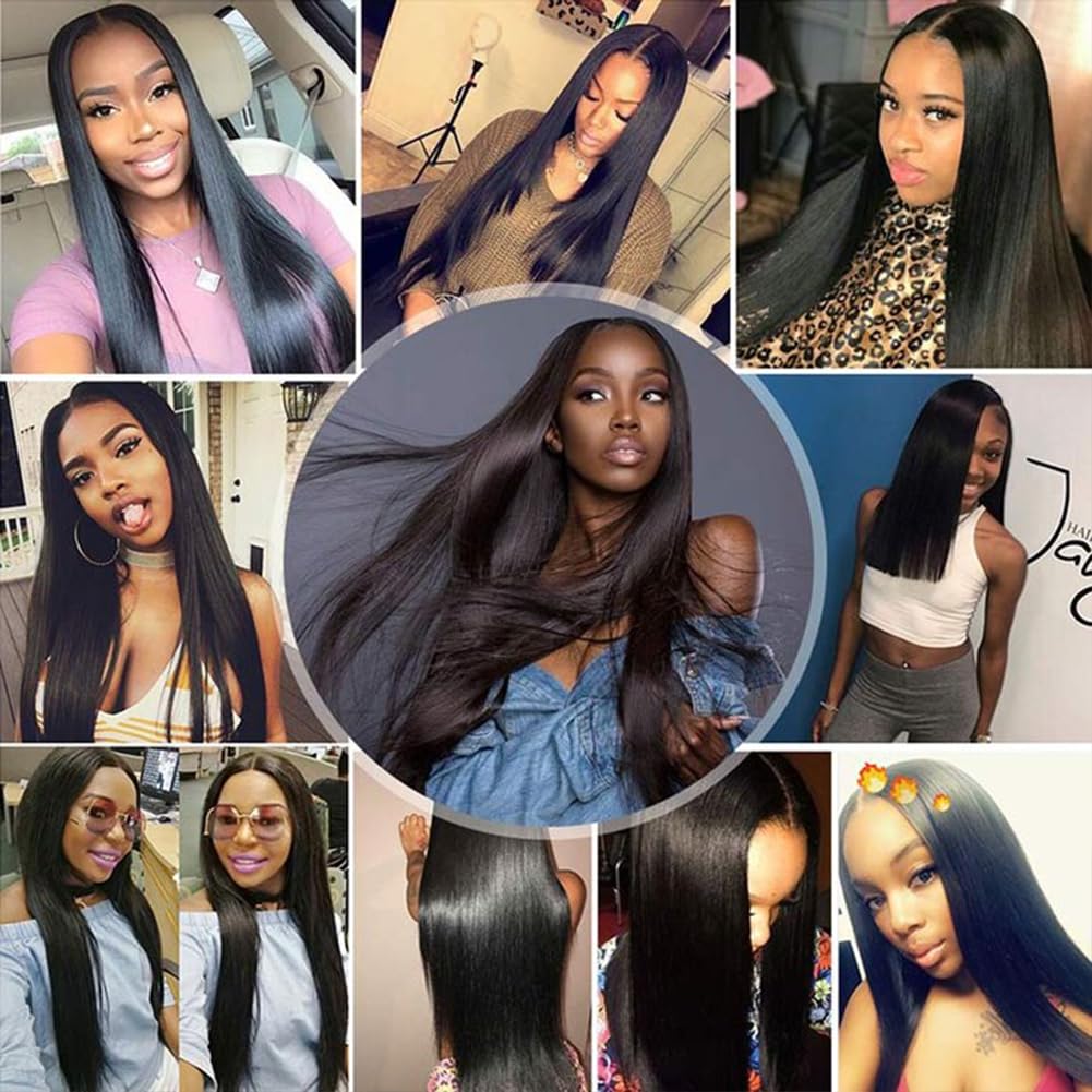 MIRONICA Straight Human Hair Bundles 10 Inch 12A Brazilian 1 Bundles Human Hair 100% Unprocessed Virgin Hair Double Machin Weft for Black Women Natural Black Color Hair Extensions