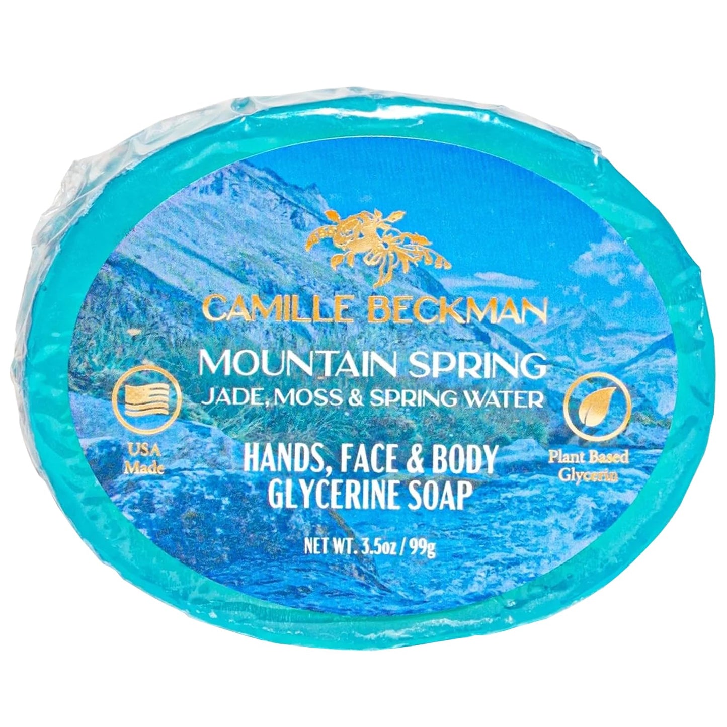 Camille Beckman, Mountain Spring Scented Glycerine Bar Soap for Hands, Face and Body, 3.5 Ounce