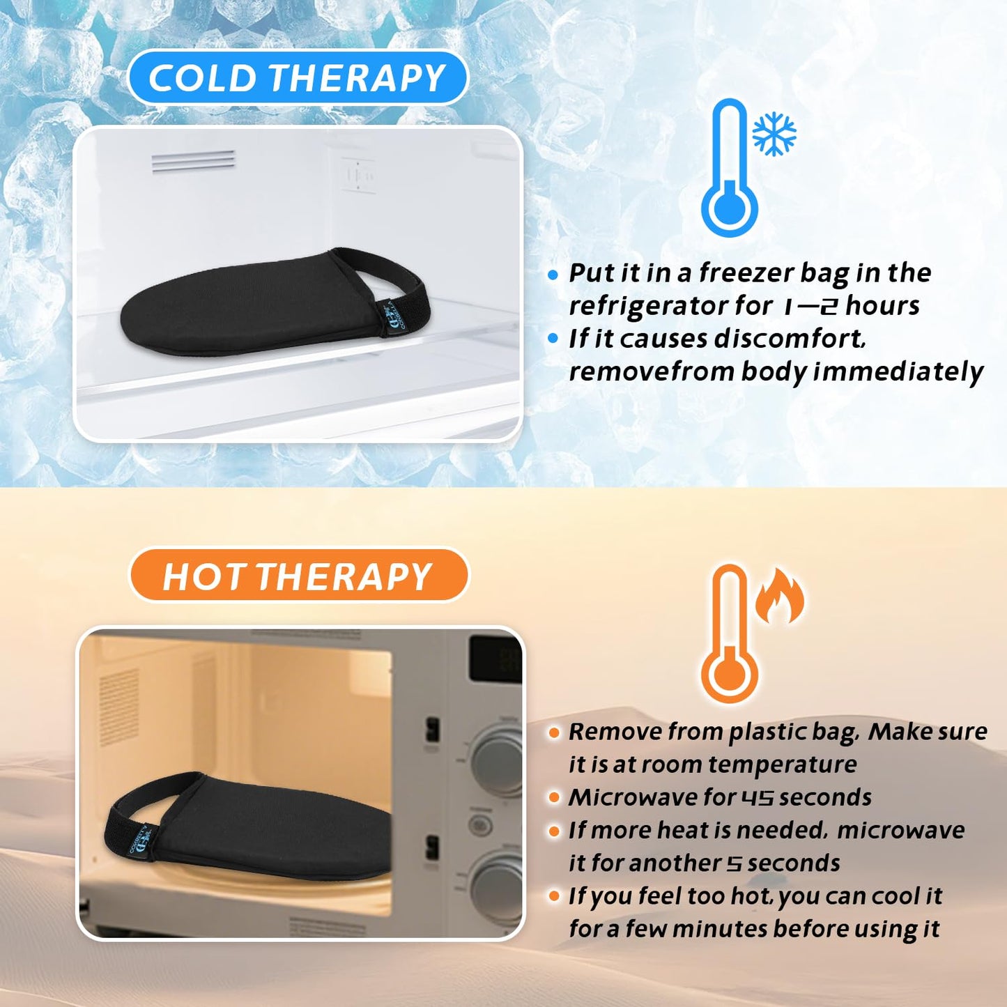 Conbella Foot Toes Ice Pack Wrap – Wearable Forefoot Gel Ice Pack with Strap for Broken Toes, Surgery Recovery, Gout & Plantar Fasciitis, Hot and Cold Therapy Reusable Adjustable