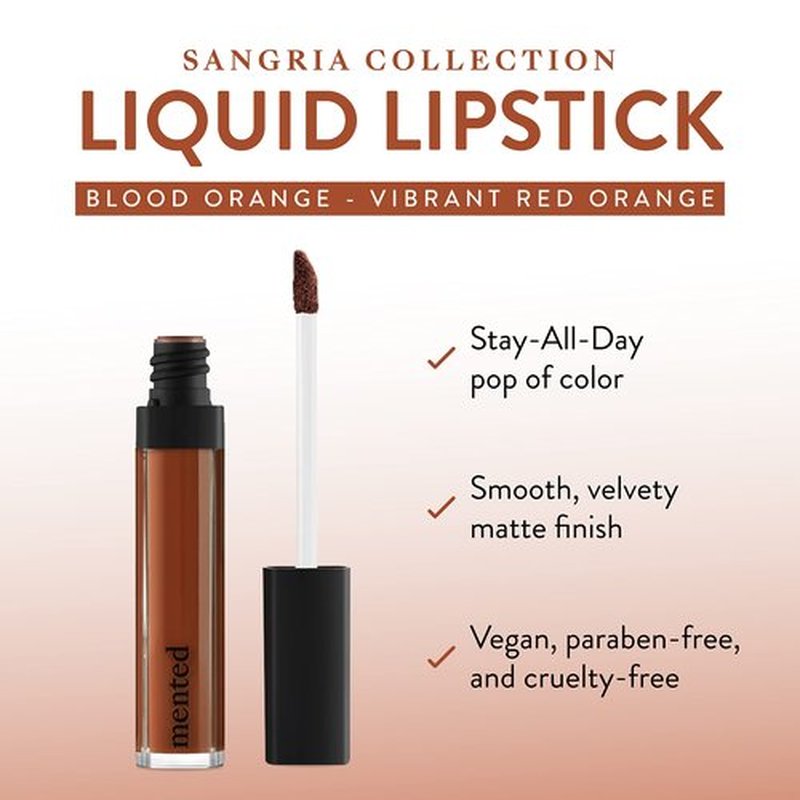Mented Cosmetics Liquid Lipstick - Vegan Lipstick - Matte Red Lipstick for Women - Long Wear Lipstick - Red Lipstick Long Lasting Smudge Proof - Blood Orange
