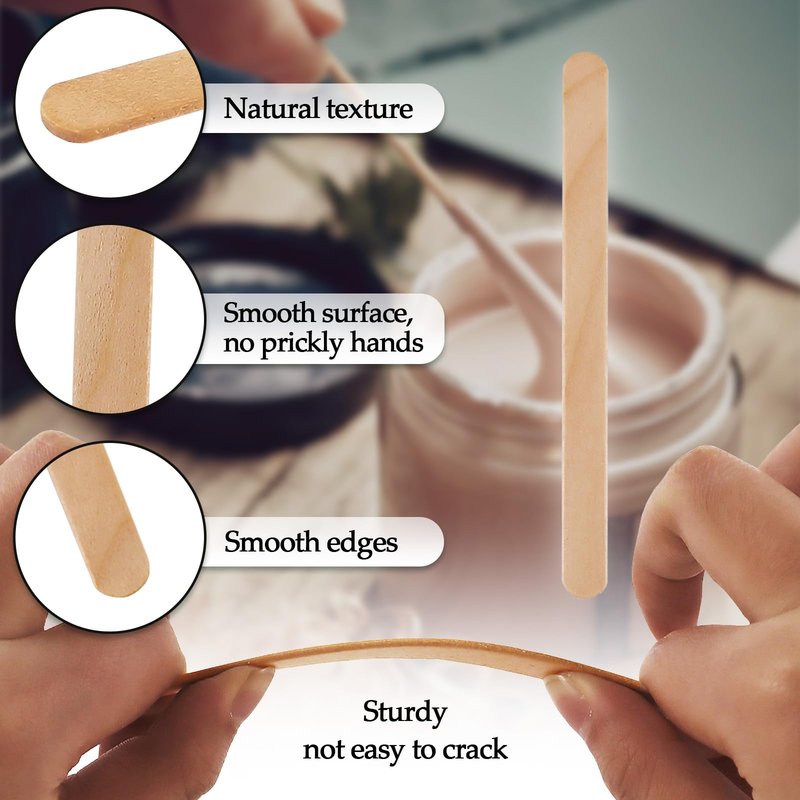 KTOJOY 200 Pcs Craft Sticks Ice Cream Sticks Natural Wood Popsicle Craft Sticks 4.5 inch Length Treat Sticks Ice Pop Sticks for DIY Crafts