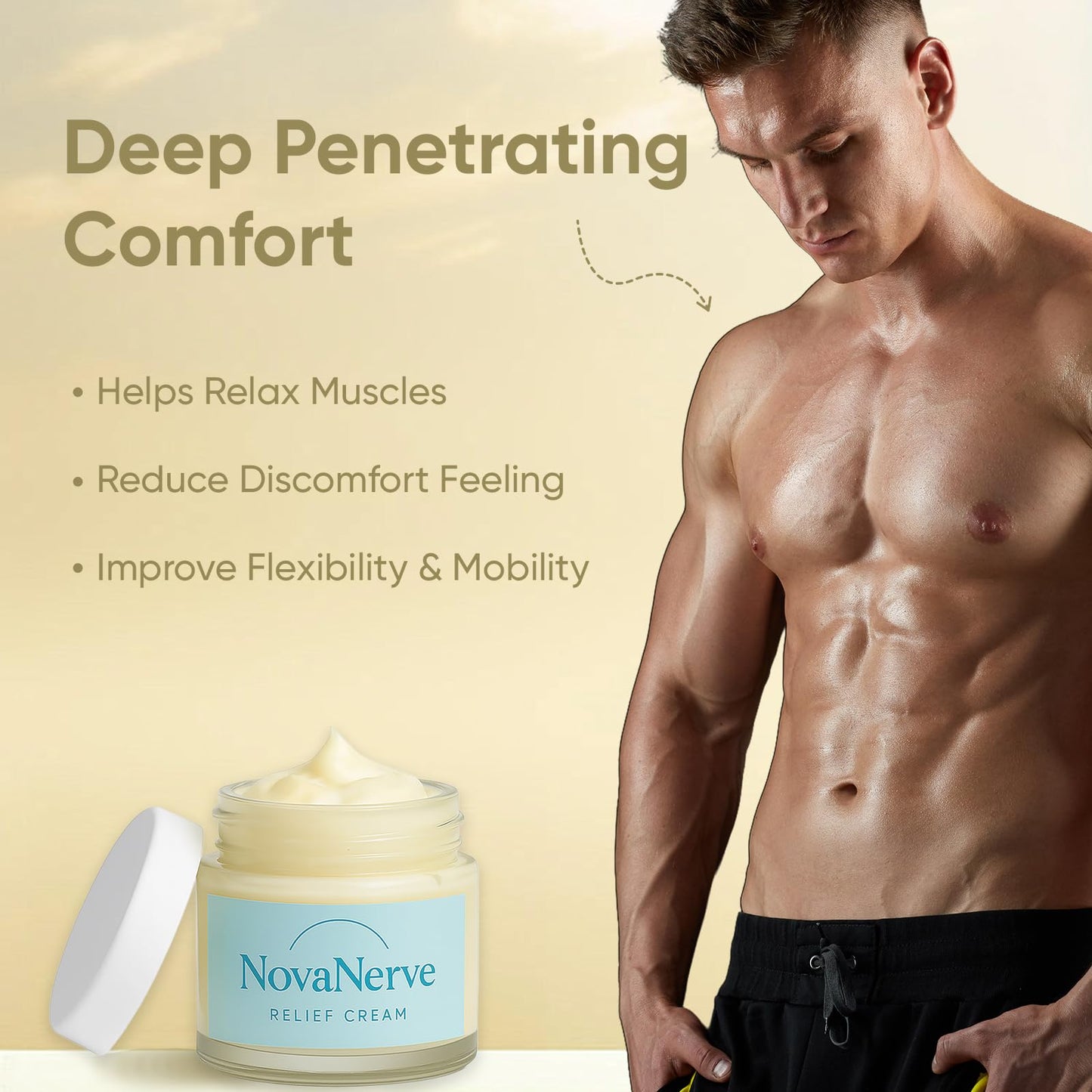 NOVANERVE Relief Cream with Magnesium, Cream for Neuropathy, Natural Ingredients - Cooling & Soothing for Feet, Hands, Legs, Joints, Waist (1)