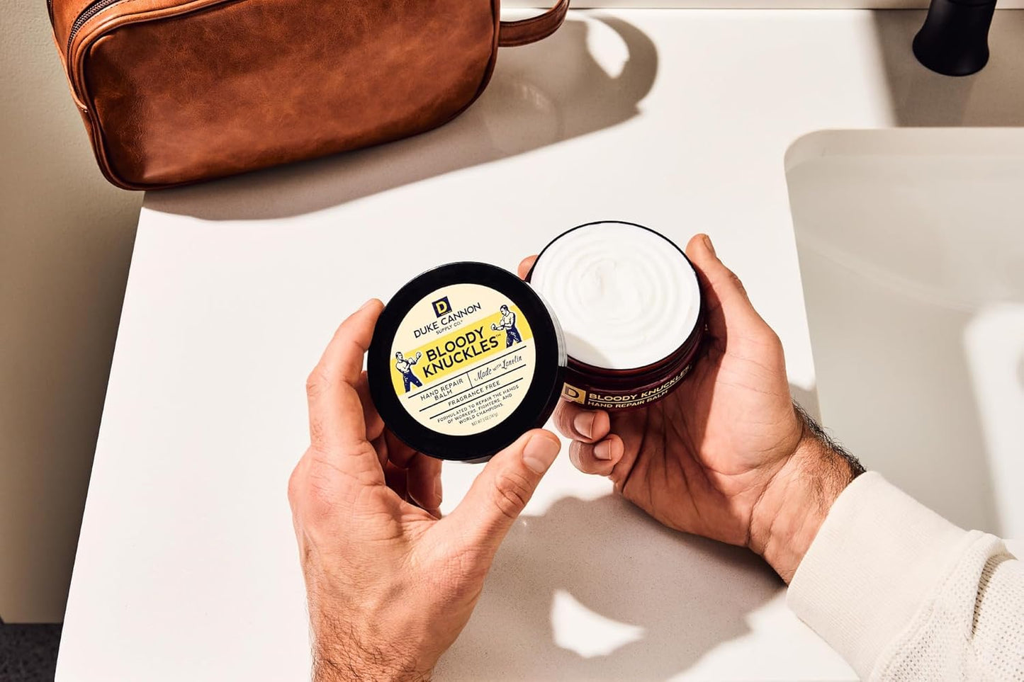 Duke Cannon Bloody Knuckles Hand Repair Balm - Unscented Moisturizer, Repair and Revitalize Dry, Cracked Skin, Ideal for Workers and Fighters, Set of 2 (5 oz. & 1.4 oz.)