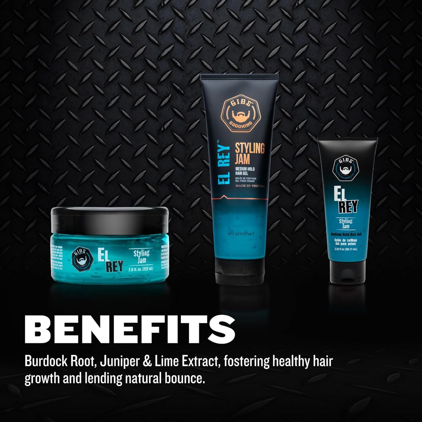 GIBS Grooming El Rey Styling Jam for Men, Medium Hold Hair Gel