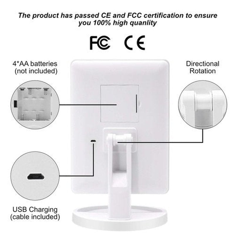 COSMIRROR Lighted Makeup Vanity Mirror with 10X Magnifying Mirror and Makeup Sponge, 21 LED Light Up Mirror with Touch Sensor Dimming, 180°Free Rotation, Dual Power Supply, Portable Cosmetic Mirror
