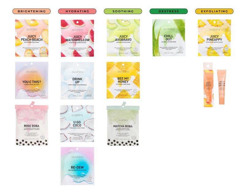 Avatara - Drink Up Facial Mask 15 Sheets, Hydrating Mask, Sheet Masks with Aloe Vera and Licorice Root, Face Mask Skincare Beauty Essential Made with Tencel Fibers, Paraben-Free, Dry Skin, 15 Pack