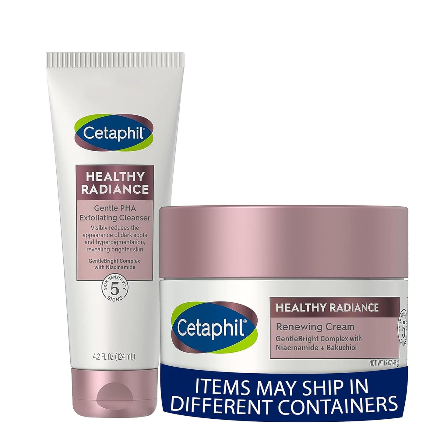 Cetaphil Healthy Radiance Gentle Exfoliating Cleanser, Reduces Look of Dark Spots and Hyperpigmentation 4.2 Oz + Cetaphil Healthy Radiance Renewing Face Cream, Reduces Look of Dark Spots 1.7 Oz