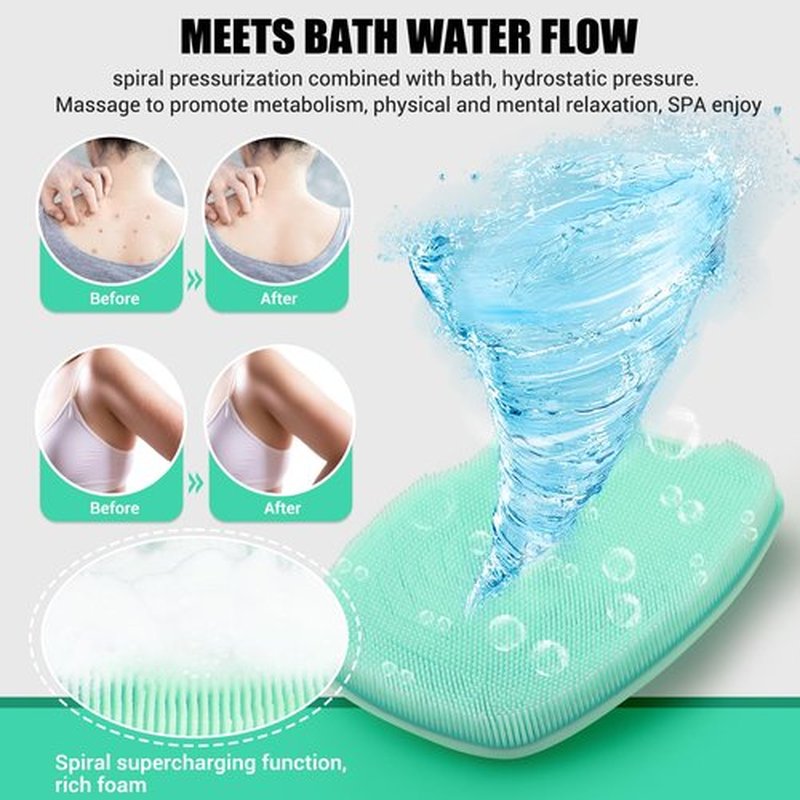 Zinc Infused - Silicone Body Scrubber,Exfoliating Body Scrubber for Sensitive Skin, Sustainable Shower Scrubber for Body, Body Scrubber for Shower and Body Care Routine - Green