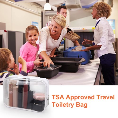 Wedama TSA Approved Toiletry Bag, Cosmetic Bags 2 Pack with Zipper Carry on Airline Airport Travel Accessories, PVC Makeup Bags for Travel, Quart Size Travel Bags for Men and Women-White