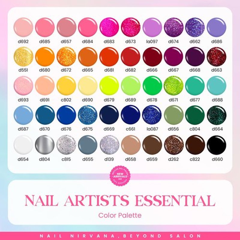 beetles Gel Polish Liner Nail Art Set, 50 Colors Reflective Glitter Pink Red Blue Green Silver Gel Polish Soak Off UV Built Thin Brush in Bottle Nail Design Polish Rainbow Nails