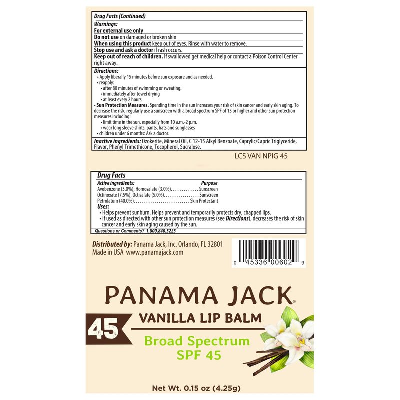 Panama Jack Passport to Flavor - Travel Sunscreen Lip Balm Bulk SPF 45 Stick - 4 Pack Tropical & Vanilla