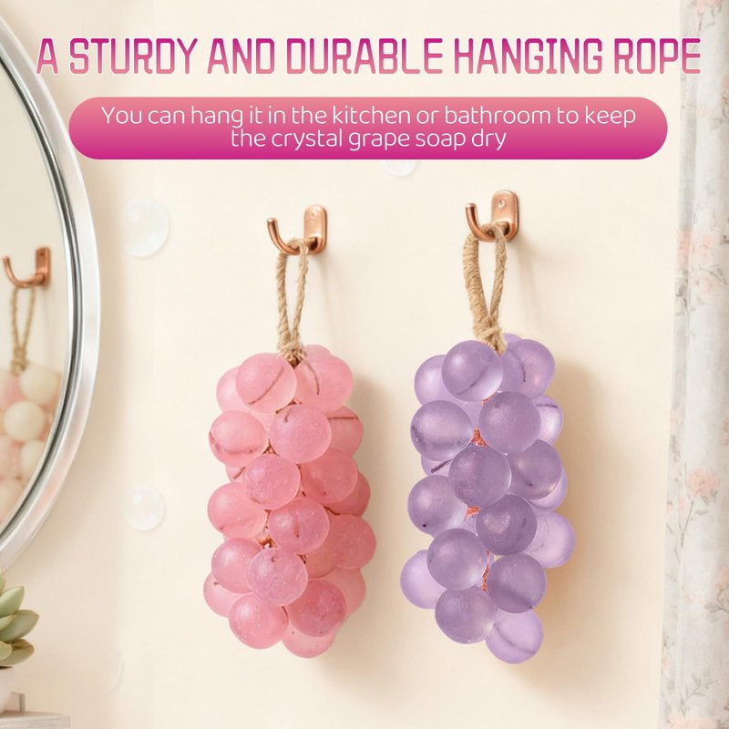 ForgeVibe Grape Soap,Grape Soap On A Rope,Handmade Grapes Cluster Shaped Soaps for Hand Wash, Bath, Fresh Air Women Men (1, Purple)
