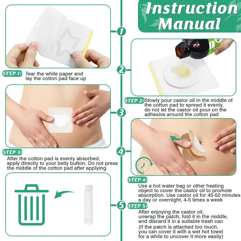 54 PCS Disposable Castor Oil Patches,Organic Cotton Castor Oil Belly Button Patches(Stars, Hearts, Circles),Portable Self-Adhesive Anti Leakage No Wash