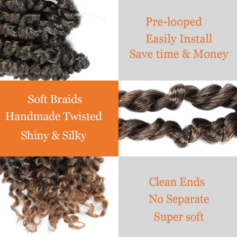 Passion Twist Hair 8 Inch 7 Packs Pre-twisted Short Passion Crochet Twist Hair Pre-Looped Crochet Passion Twist Soft Braids,T27(Ombre Honey Blonde)