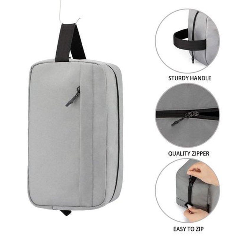 Vorspack Toiletry Bag Hanging Dopp Kit for Men Water Resistant Shaving Bag with Large Capacity for Travel - Grey