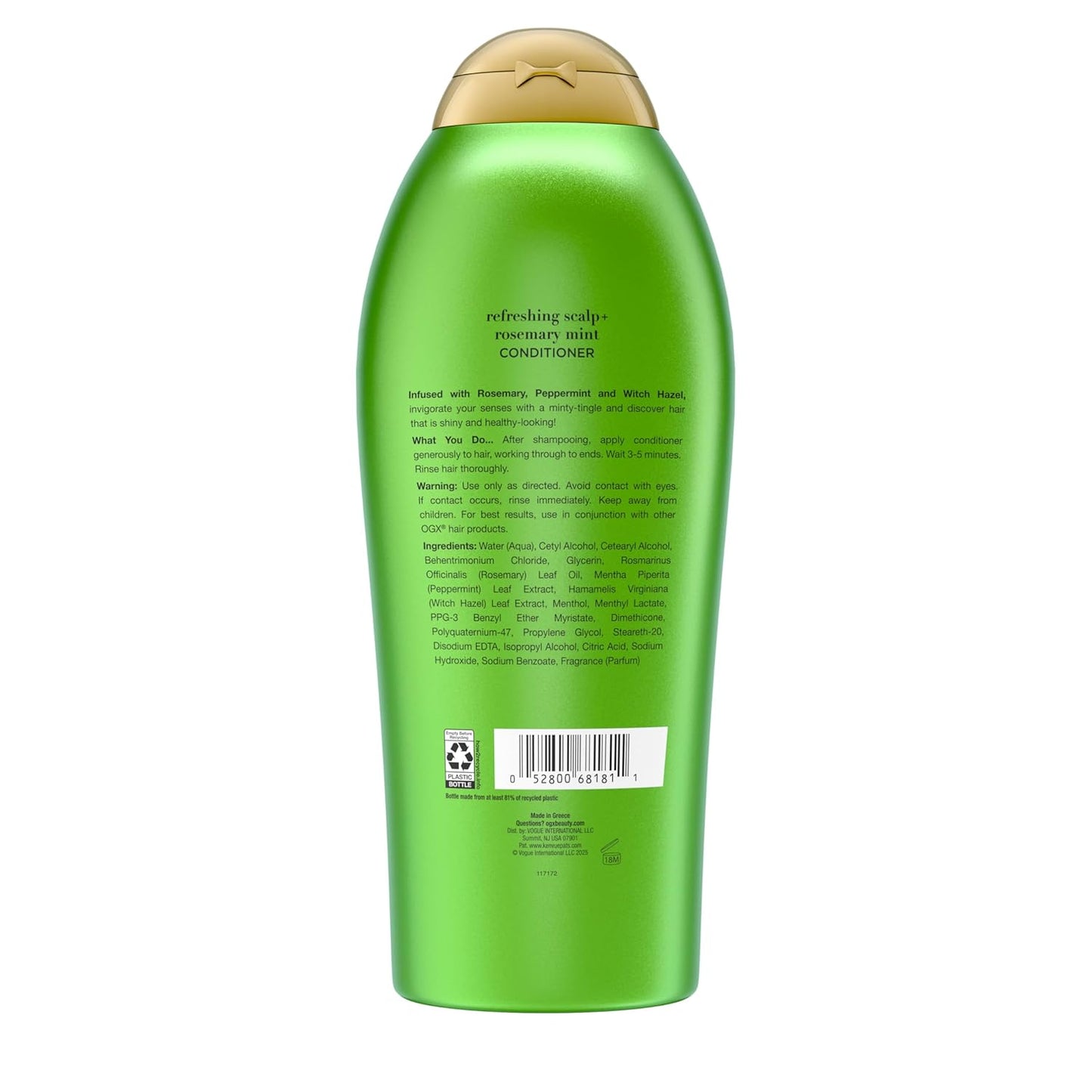 OGX Extra Strength Refreshing Scalp + Teatree Mint Conditioner, Invigorating Conditioner with Tea Tree & Peppermint Oil & Witch Hazel, Paraben-Free, Sulfate-Free Surfactants, 25.4 Fl Oz