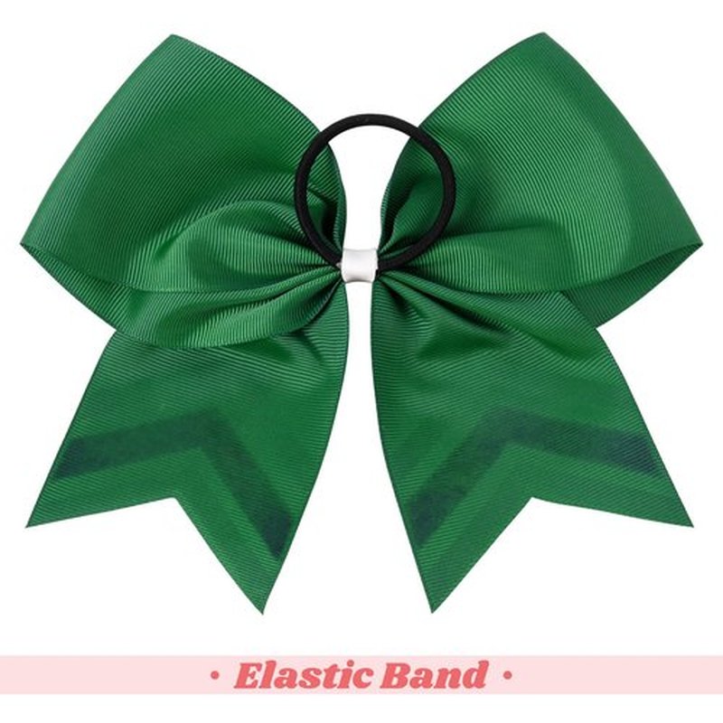 DEEKA 8PCS Large Glitter Cheer Bows Shiny 7" Cheer Hair Bows Ponytail Holder Handmade for Cheerleader Girls Softball Sports -Green/g Black