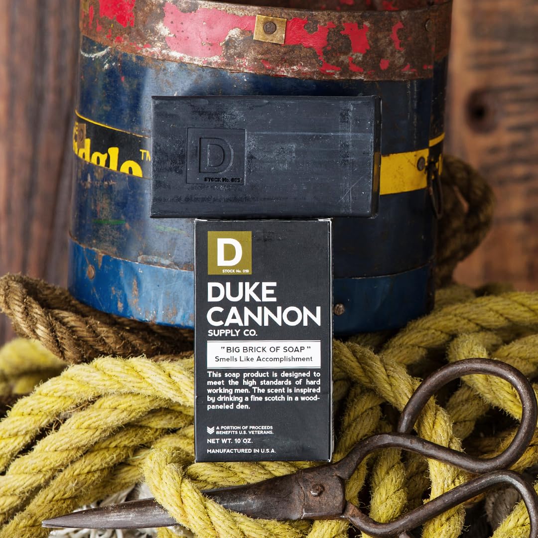 Duke Cannon Soap Bundle Pack - U.S. Military-Grade Pouch with Coarse & Soft Mesh - Tactical Scrubber and Big Brick of Soap (Smells Like Accomplishment)