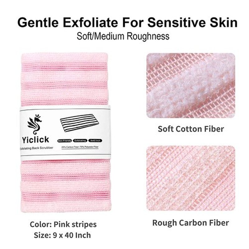 Yiclick Exfoliating Washcloth Towel - Exfoliating Body Scrubber, Loofah Wash Sponge - Korean & Japanse & African Washcloth - Soft + Rough Exfoliating Back Scrubber - for Senstive and Rough Skin