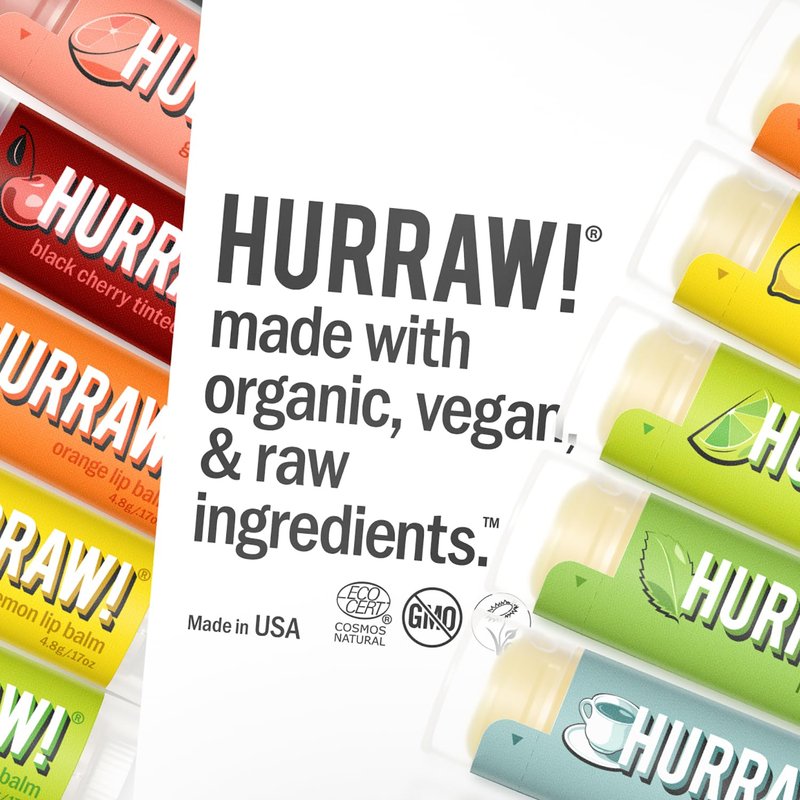 Hurraw! Black Cherry Tinted Lip Balm: (Sheer Red Tint) Organic, Certified Vegan, Cruelty and Gluten Free. Non-GMO, 100% Natural Ingredients. Bee, Shea, Soy and Palm Free. Made in USA