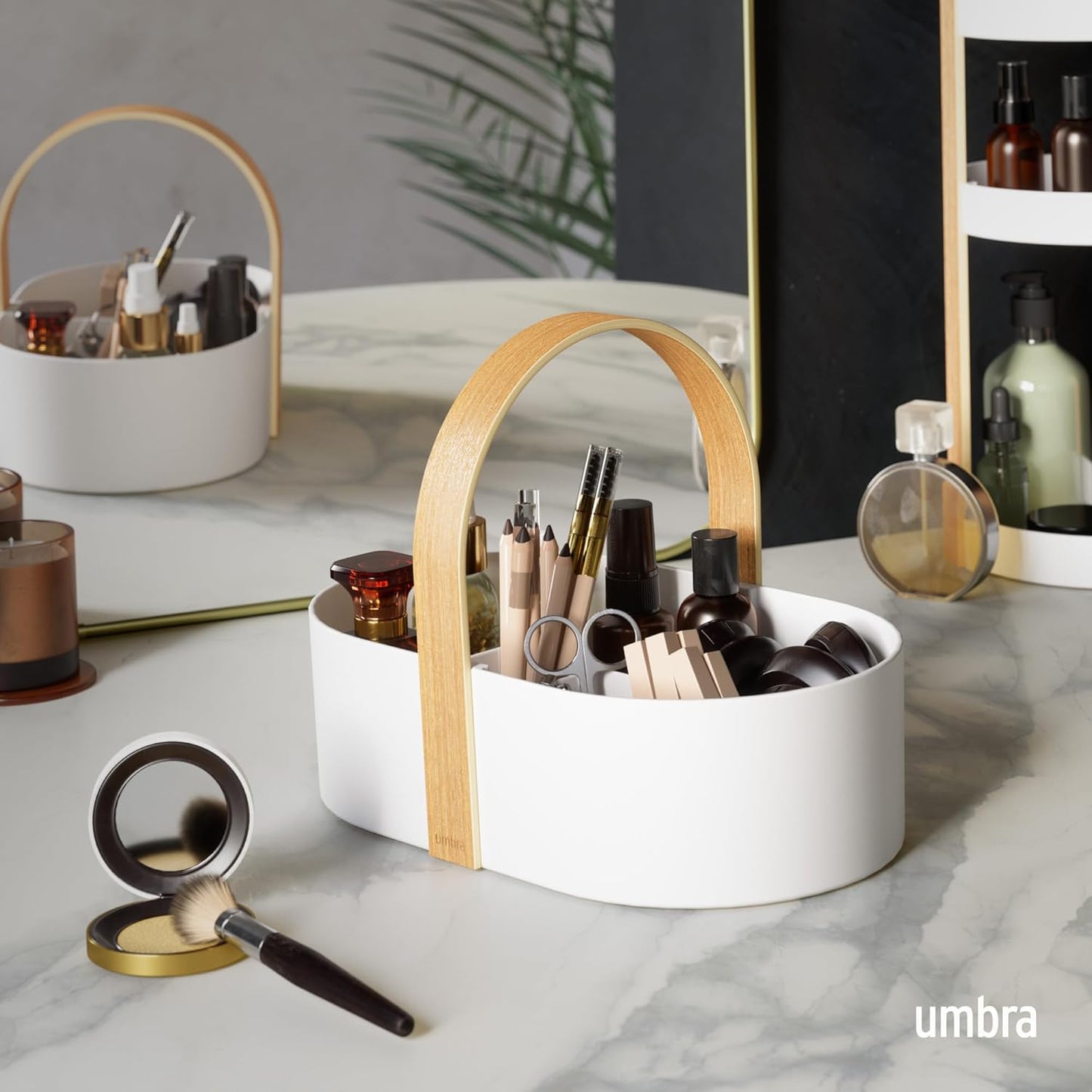 Umbra Bellwood Cosmetic Organizer, (50.2x19.5x19.3cm), White/Natural