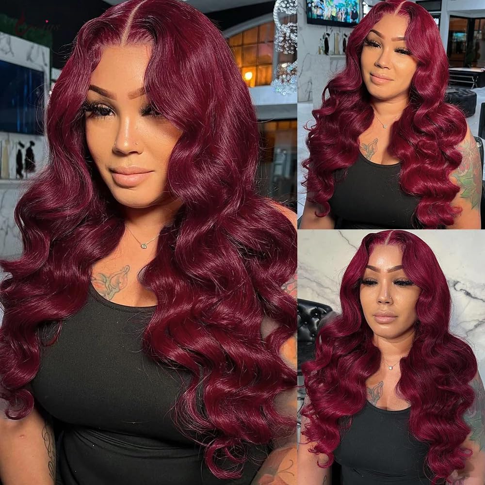 26 28 30 Inch Vinmdonm 99J Human Hair Bundles Burgundy Body Wave Bundles Wine Red Body Wave Human Hair Bundles Brazilian Unprocessed Virgin Hair 3 Bundles 99J Bundles Hair Weave