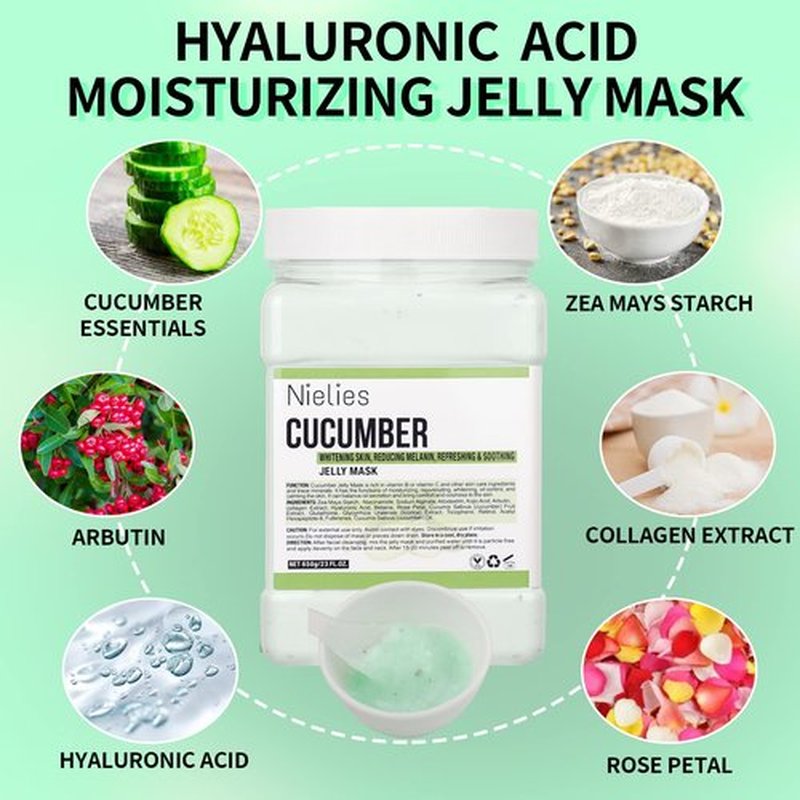 Nielies Jelly Mask, Facial Skin Care- Peel-Off Jelly Mask Set, Jelly Mask For Facials, Face Mask For Instant Hydration, Vegan Peel Off Face Mask, For Smoothing, Hydrating (Cucumber)