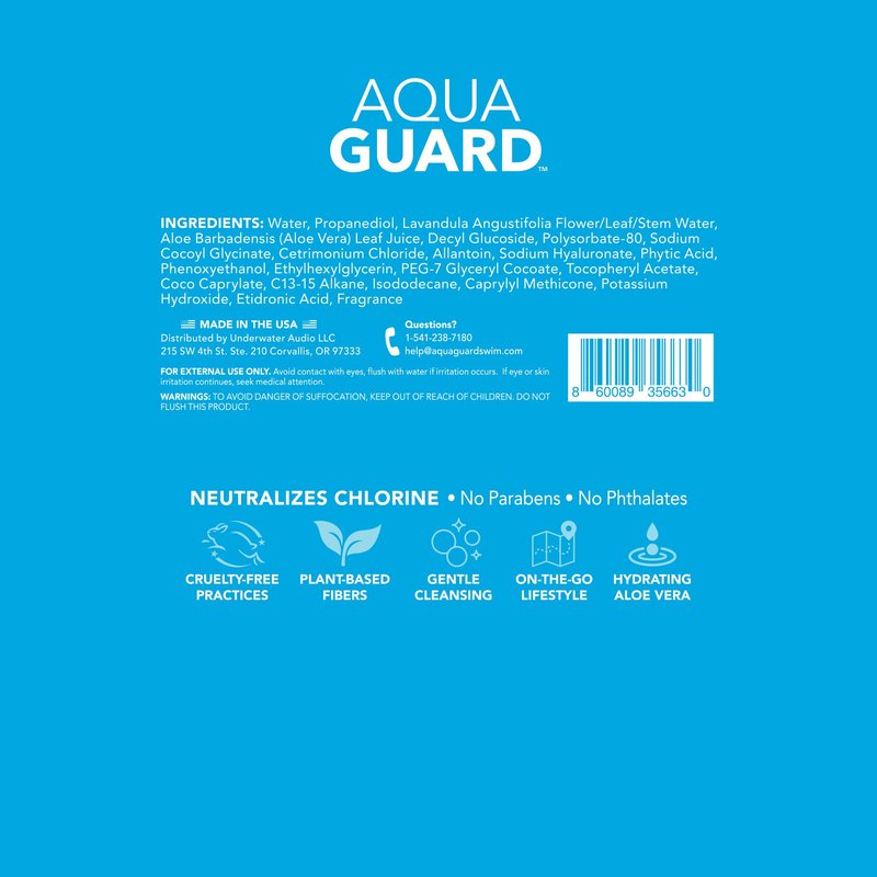 AQUA GUARD After-Swim Face & Body Wipes | Neutralize chlorine scent and residue | Moisturizing RINSE-FREE Formula (1 Pack of 25)