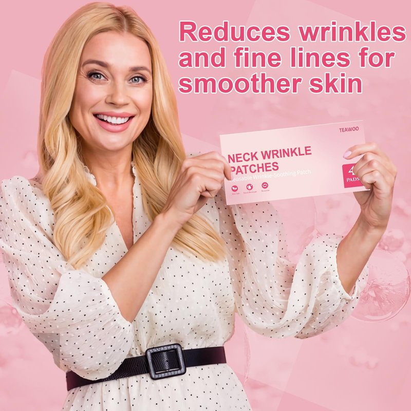 TEAWOO 4 PCS Silicone Neck Wrinkle Patches | Reusable Silicone Neck Patches for Wrinkles | Targeted Neck Wrinkle Pads | Neck Mask for Firming and Tightening | Revitalize and Firm Neck Wrinkles