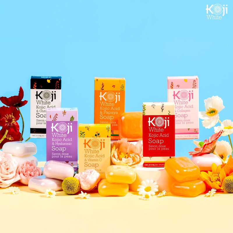 Koji White Kojic Acid & Vitamin C Brightening Soap, Hydrating Face & Body For Radiant Glow Skin, Nourishing, Moisturizing, Cleansing Bar, Vegan, Paraben-Free, 2.82 oz (2 Bars)