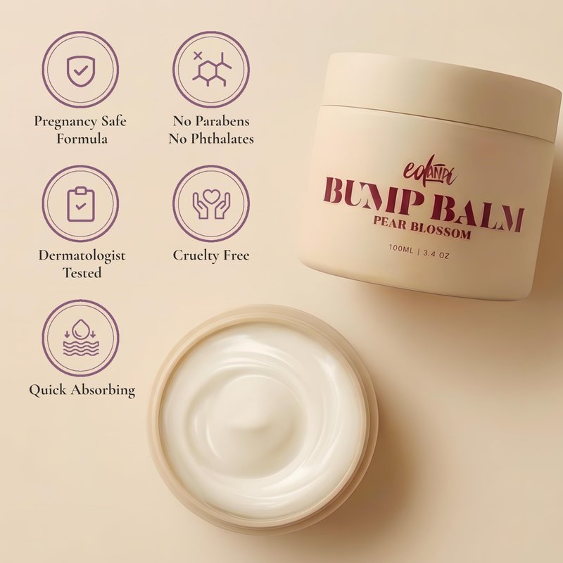 ed&i BUMP BALM for Pregnancy Stretch Mark Prevention, Belly Moisturizer for Pregnant Women With Argan Oil & Shea Butter, Bump Butter for Pregnancy, Maternity Skin Care, Stretch Marks Cream 3.4 oz
