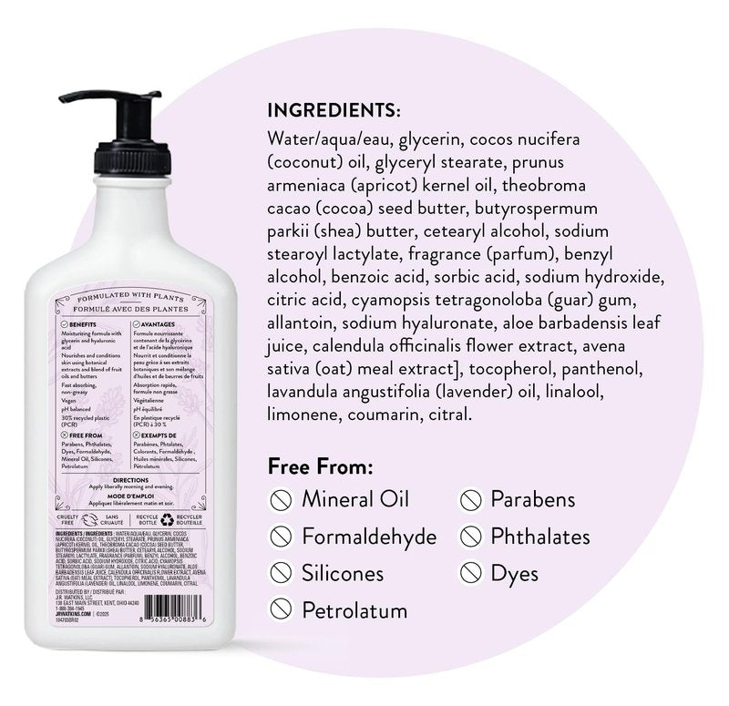 J.R. Watkins Daily Moisturizing Body Lotion, Lavender, 18 fl oz, 2 Pack