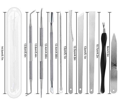 Ingrown Toenail File and Lifters Set(9pcs), Professional Pedicure Tool Toenail Grooming Kit, Ingrown Toenail Treatment Pedicure Kit, Under Nail Cleaner Tools (9PCS)