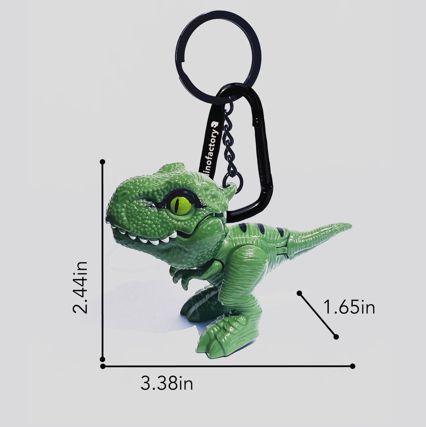 dinofactory Trex dinosaur Key Chain 2 inch Carabiner Clip (GREEN)