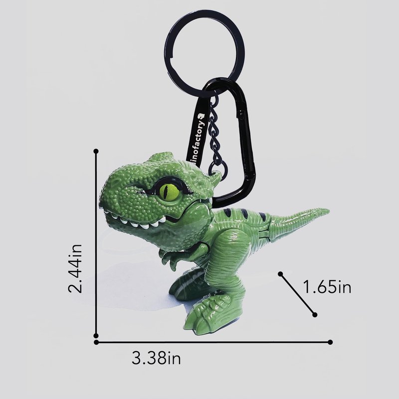 dinofactory Trex dinosaur Key Chain 2 inch Carabiner Clip (GREEN)