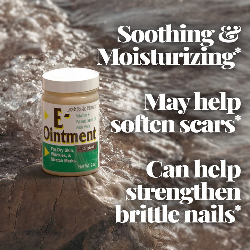 Basic Brands - Vitamin E Ointment - 2 oz - Moisture Enhancing - Can Help Reduce Appearance of Scars, Stretch Marks, Fine Lines & Wrinkles - 6-Pack