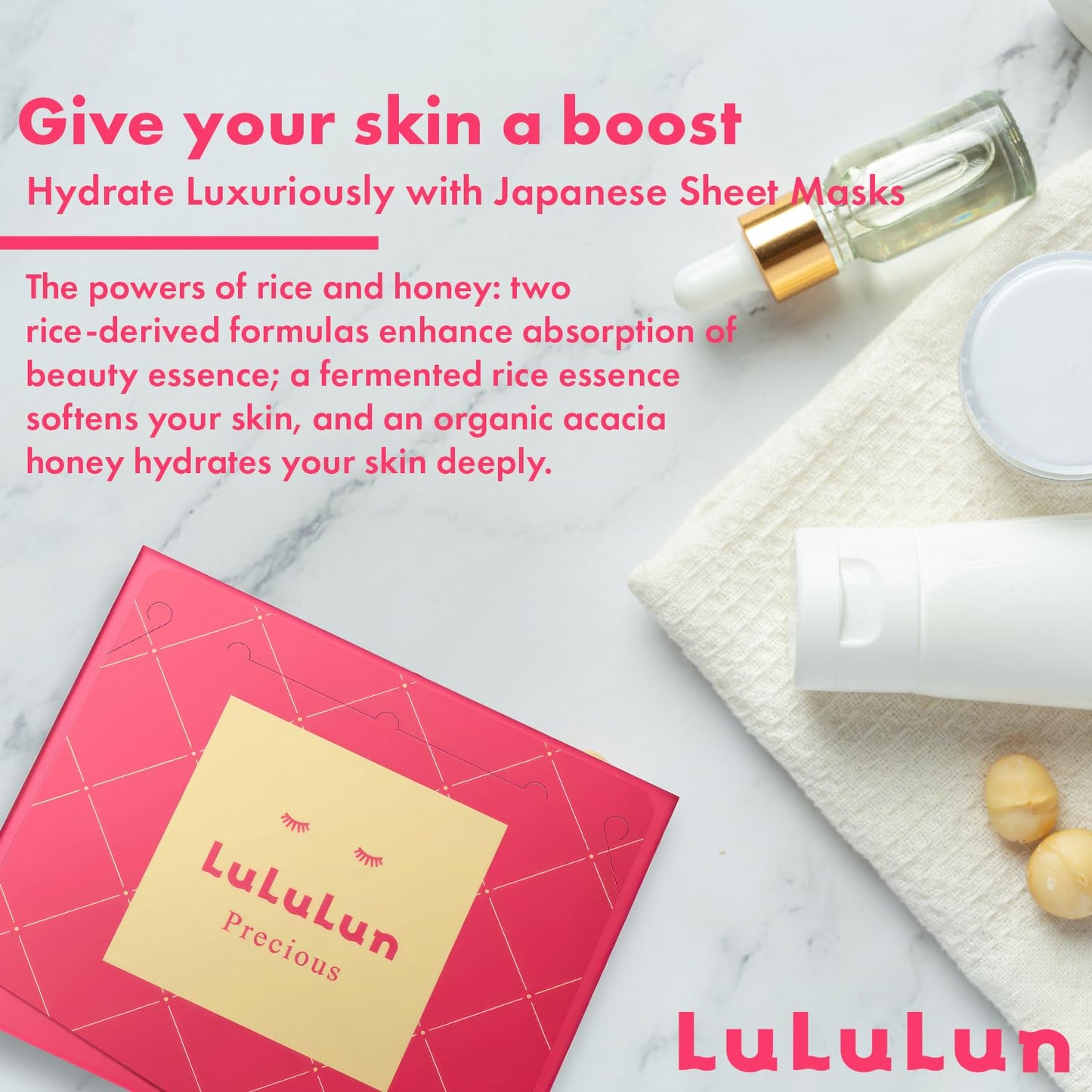 Lululun Anti Aging Face Mask for Women 32 Sheet, Daily Face Mask Skin Care & Moisturizing FACE MASK with Rice Extract, Collagen& Honey, Japanese Face Mask Sheet & Facial Sheet Mask, PRECIOUS MOIST