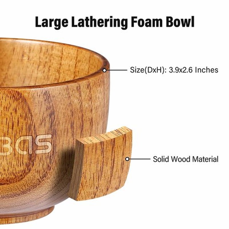 Anbbas 4in1 Shaving Set, Pure Badger Hair Shaving Brush Wood Handle and Large Soap Bowl,Stainless Steel Shaving Stand with 3.5OZ Natural Shaving Soap Puck Refill for Men