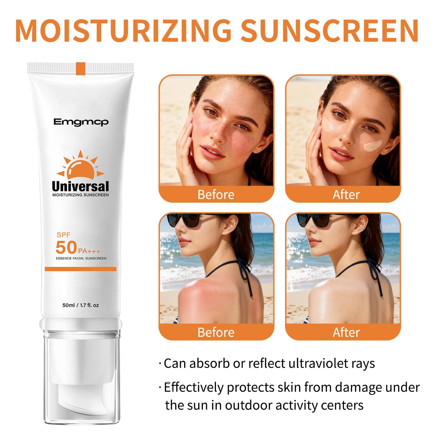Tinted Sunscreen for Face SPF 50 Broad Spectrum, Hydrating Oil-Free Sheer Tint, No White Cast & Sweat Resistant, Tinted Moisturizer for Natural Glow, Non-Sticky Daily Sun Cream (1pc)