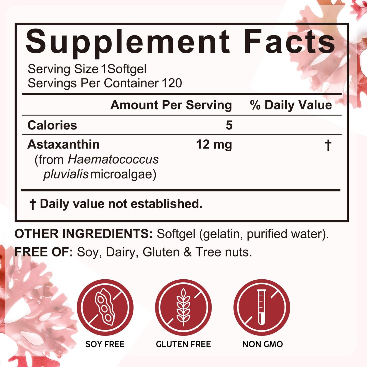 Redshine Astaxanthin 12mg,from Microalgae,Triple Strength,120 Softgels,Supports Eye, Joint, Internal Circulation, Skin Health & Natural Tanning
