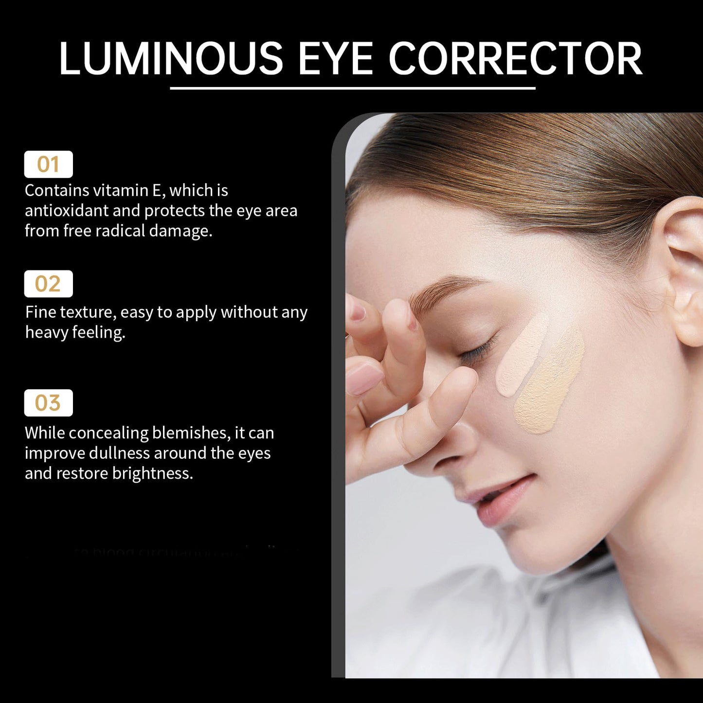 Luminous Eye Corrector Spf 41,Under Eye Concealer for Dark Circles,Anti-Aging Tinted Eye Cream (Ivory White, 1pcs)
