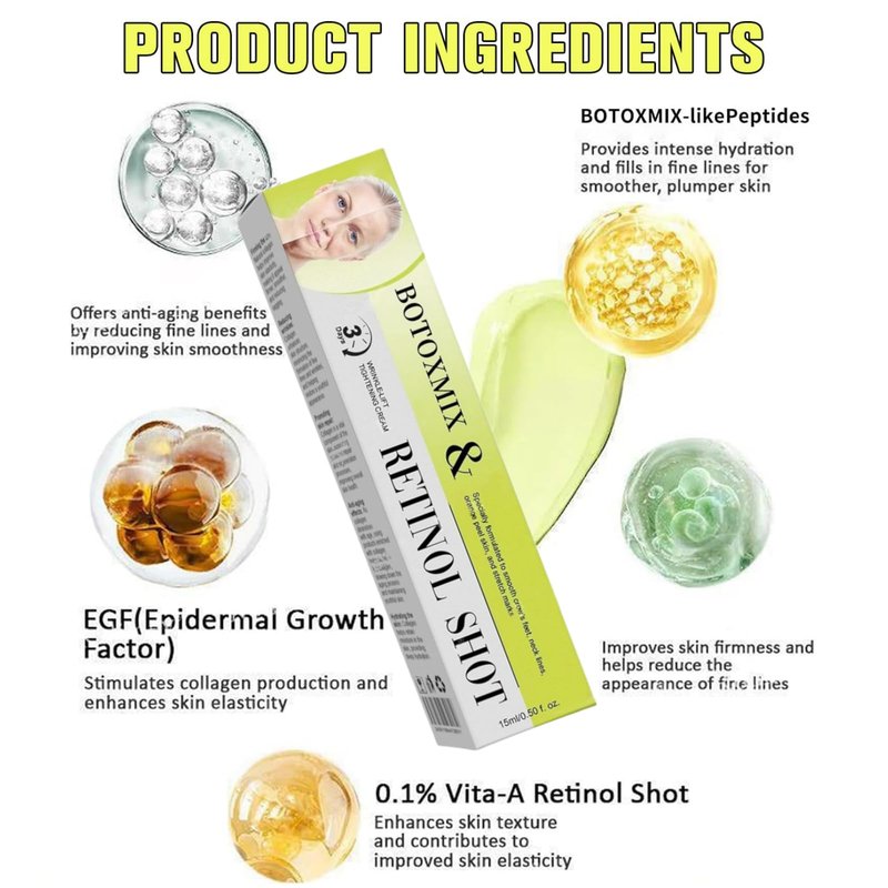 2Pcs Botoxmix & Vita-A Retinol Shot Wrinkle-Lift Tightening Cream, Vita-A Retinal Shot Tightening Booster for Wrinkles and Fine Lines, Retinol Shot for All Skin Types