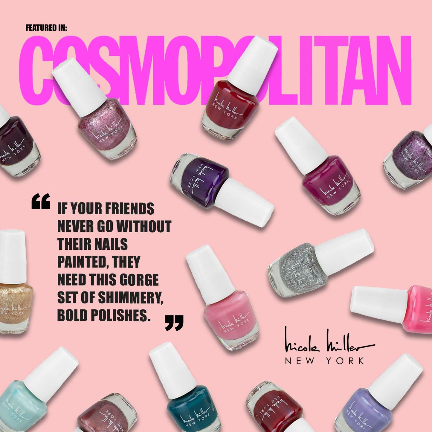 Nicole Miller Mini Nail Polish Set – Glossy, Vibrant Colors for Fingernails & Toenails, Trendy Collection