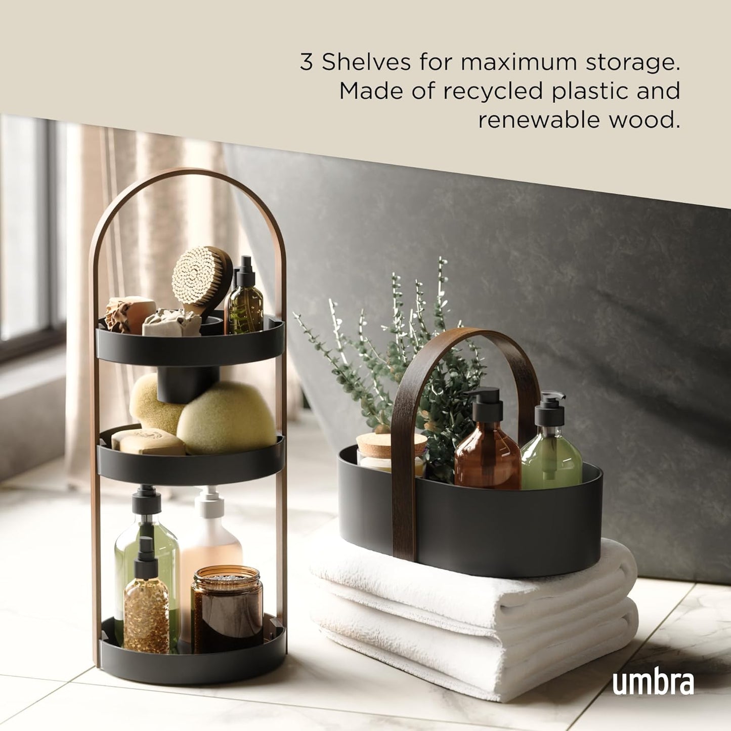 Umbra Bellwood Cosmetic Organizer, (50.2x19.5x19.3cm), White/Natural