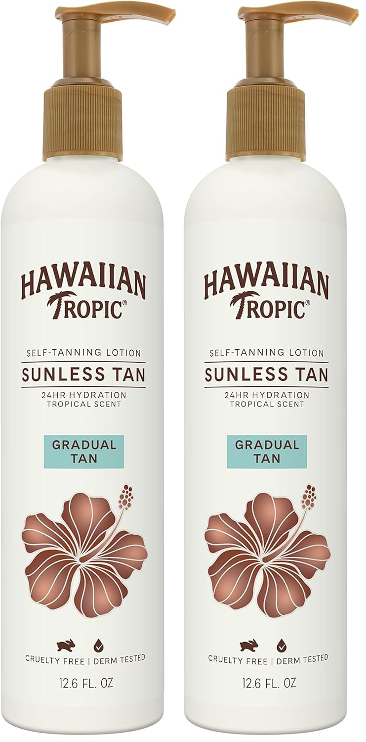 Hawaiian Tropic Sunless Tan Gradual Tanning Lotion, 12.6oz | Gradual Tan Self Tanning Lotion, Sunless Tanner, Hawaiian Tropic Tanning Lotion, 12.6oz (Pack of 2)