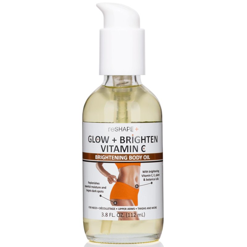 Reshape+ Vitamin C Body Oil Skin Care Moisturizer W/Vitamin E & Turmeric - Nourishing, Brightening, & Hydrating Body Oil To Improve Look Of Dark Spots, Dry Skin, & Stretch Marks, 3.8 Fl Oz